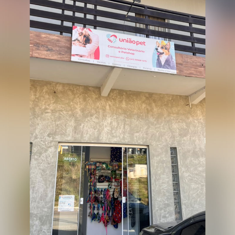 Fachada da União Pet em São Bento do Sul